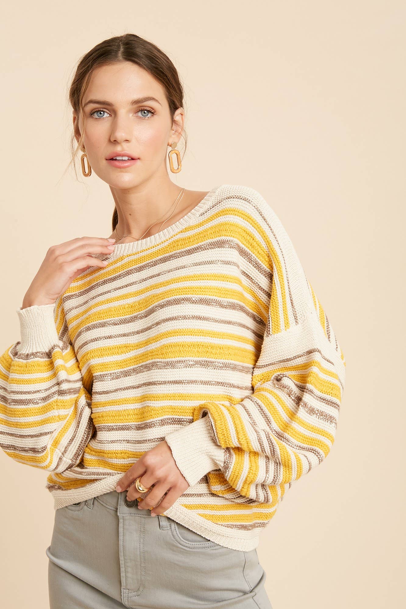 Striped boat-neck sweater