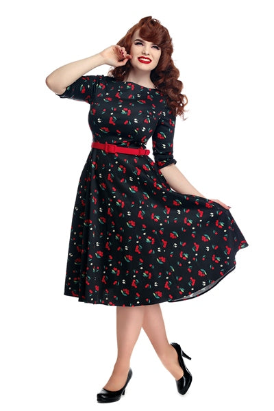 Suzanne Cherries & Blossom Flared Dress