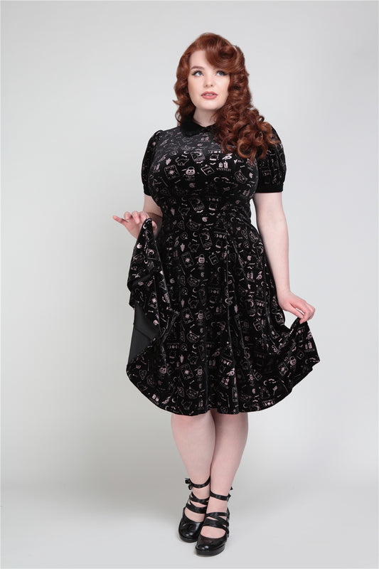 Peta Spooky Velvet Swing Dress